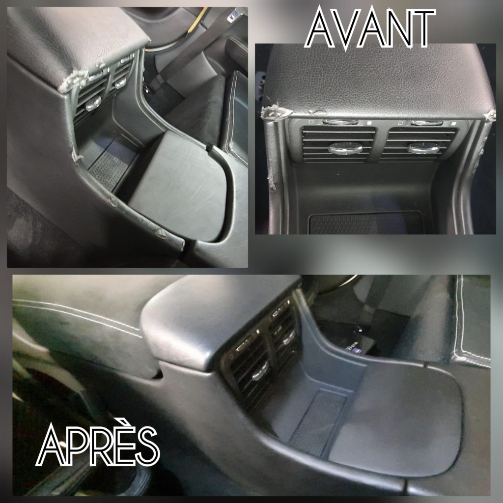 Rénovation console en cuir voiture